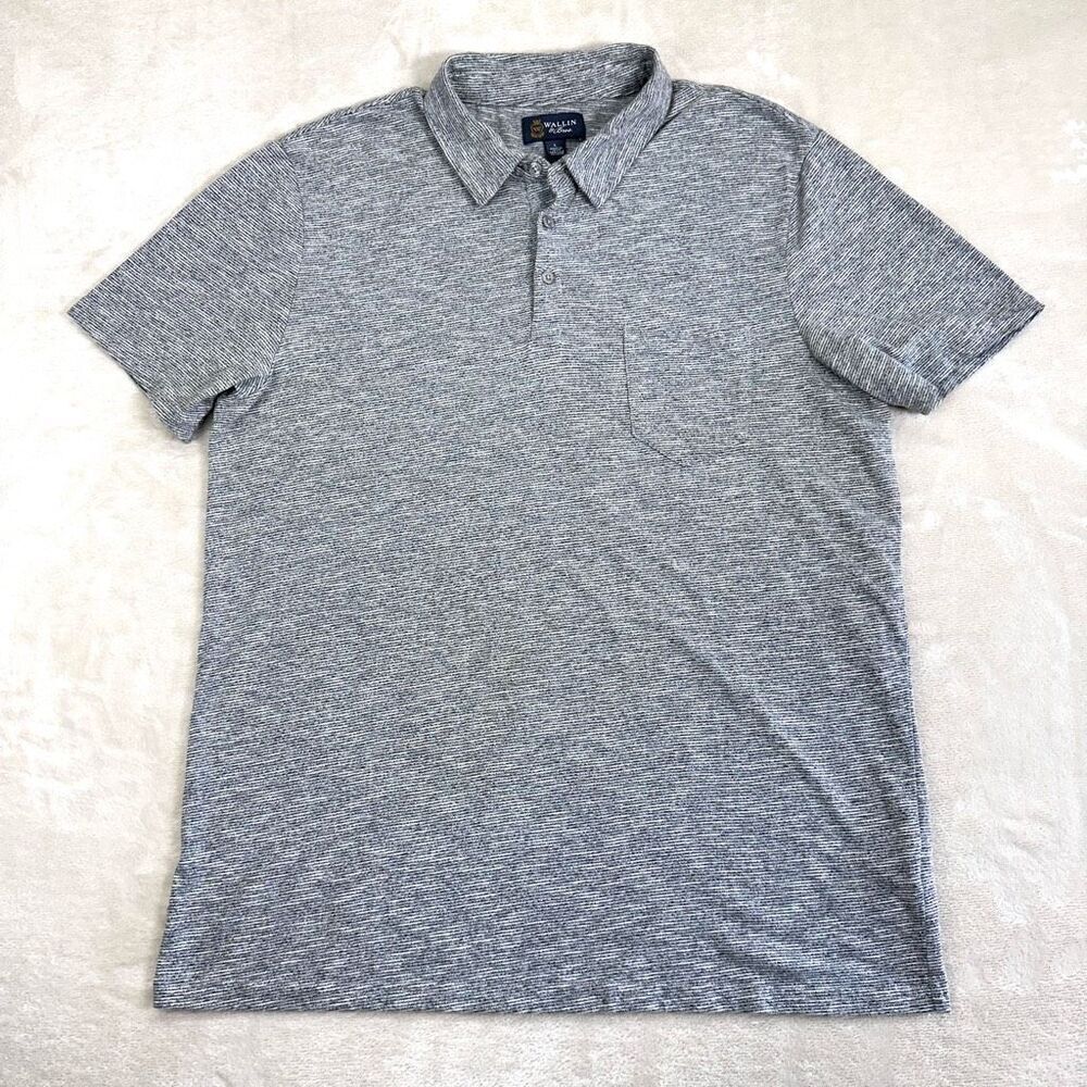 Wallin & Bros Shirt Mens Large‎ Grey Heather Ribbed Performance Golf Polo